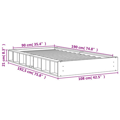 Bed Frame without Mattress Wax Brown 90x190 cm Single Solid Wood Pine