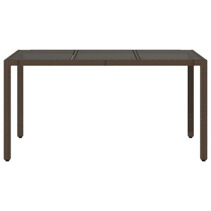 Garden Table with Glass Top Brown 150x90x75 cm Poly Rattan