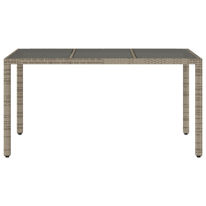 Garden Table with Glass Top Grey 150x90x75 cm Poly Rattan