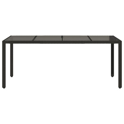 Garden Table with Glass Top Black 190x90x75 cm Poly Rattan