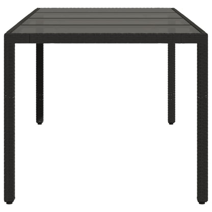 Garden Table with Glass Top Black 190x90x75 cm Poly Rattan