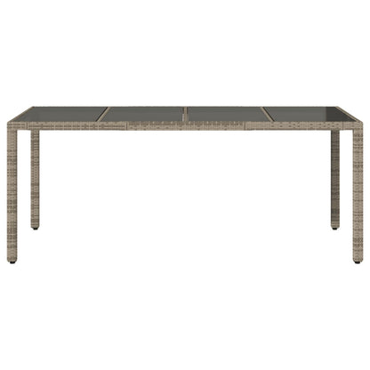 Garden Table with Glass Top Grey 190x90x75 cm Poly Rattan