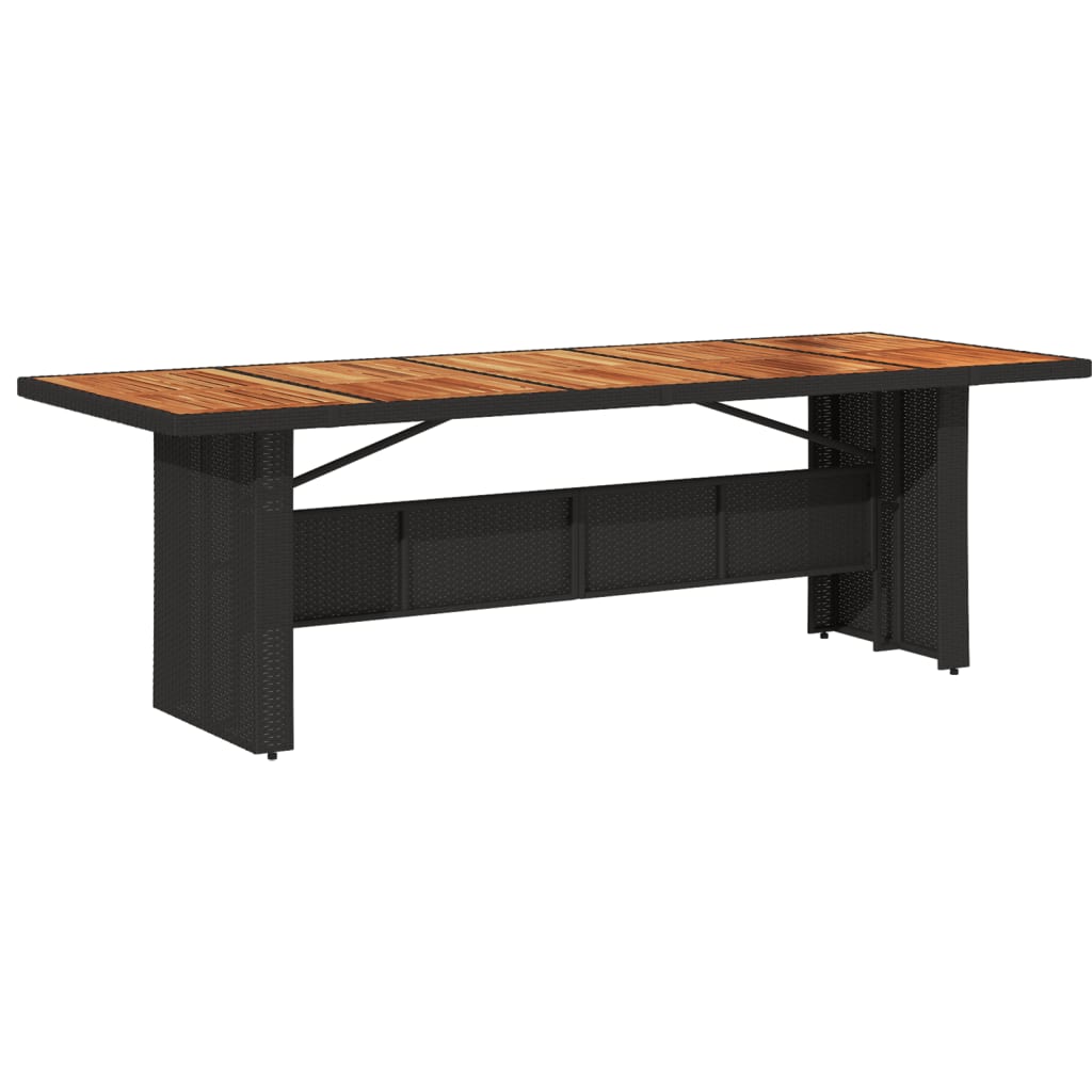 Garden Table with Acacia Wood Top Black 240x90x75 cm Poly Rattan