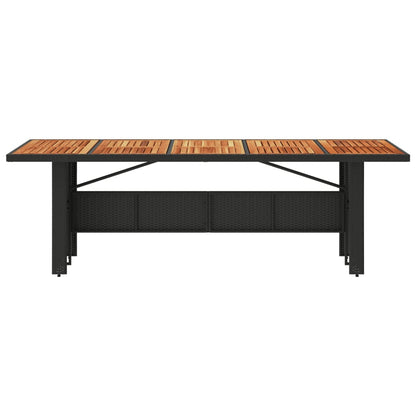 Garden Table with Acacia Wood Top Black 240x90x75 cm Poly Rattan