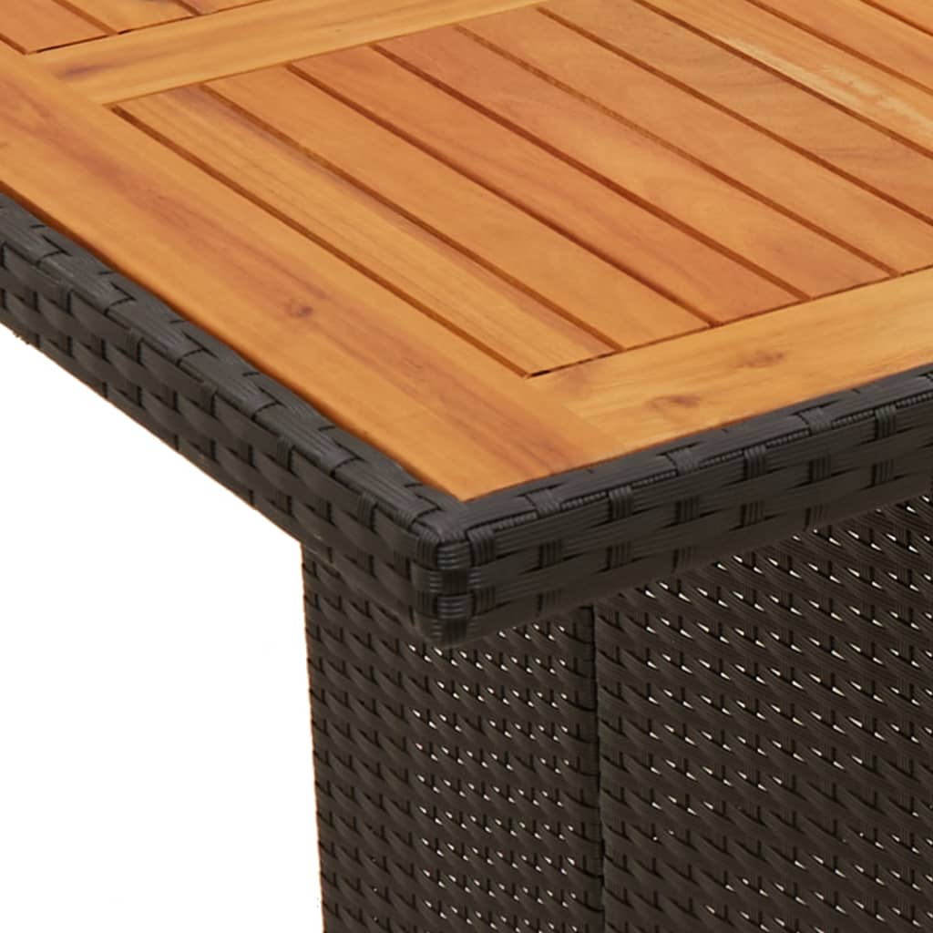 Garden Table with Acacia Wood Top Black 240x90x75 cm Poly Rattan