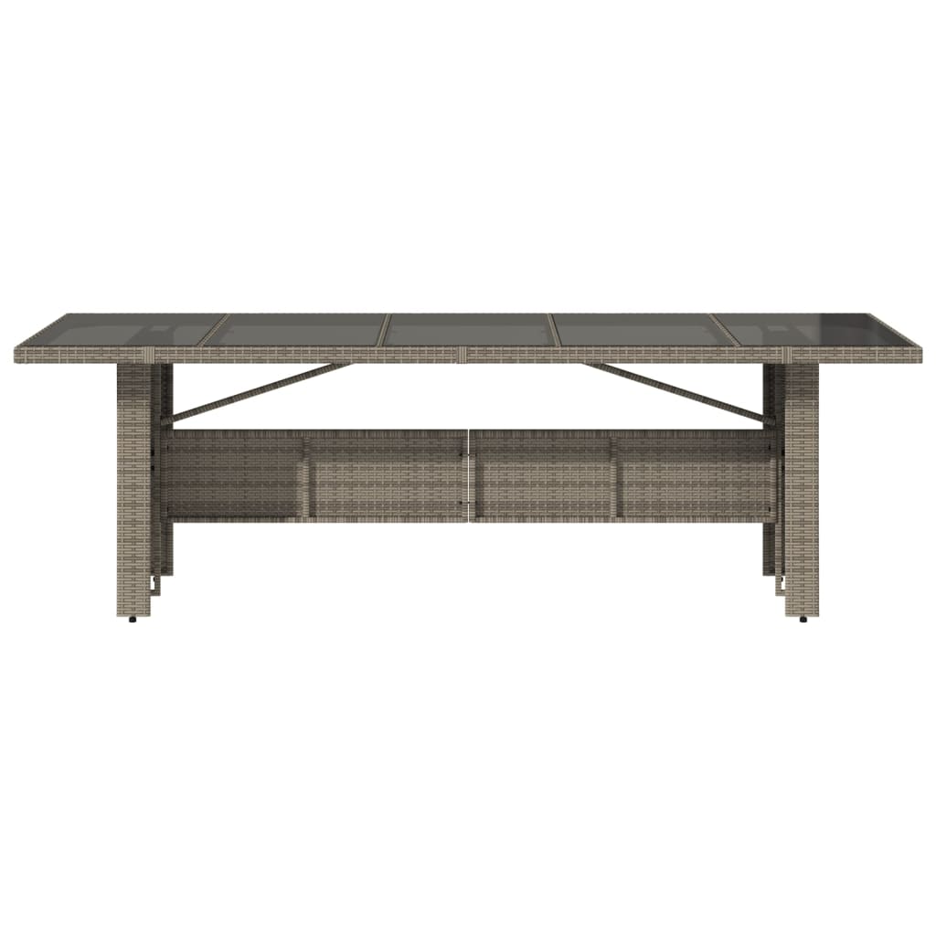 Garden Table with Glass Top Grey 240x90x75 cm Poly Rattan