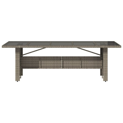 Garden Table with Glass Top Grey 240x90x75 cm Poly Rattan