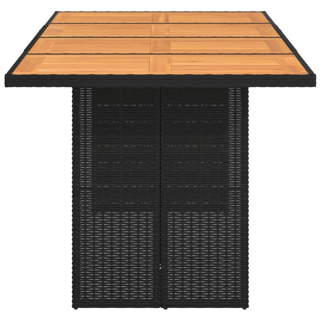 Garden Table with Acacia Wood Top Black 190x80x75 cm Poly Rattan