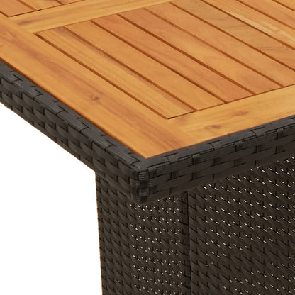 Garden Table with Acacia Wood Top Black 190x80x75 cm Poly Rattan