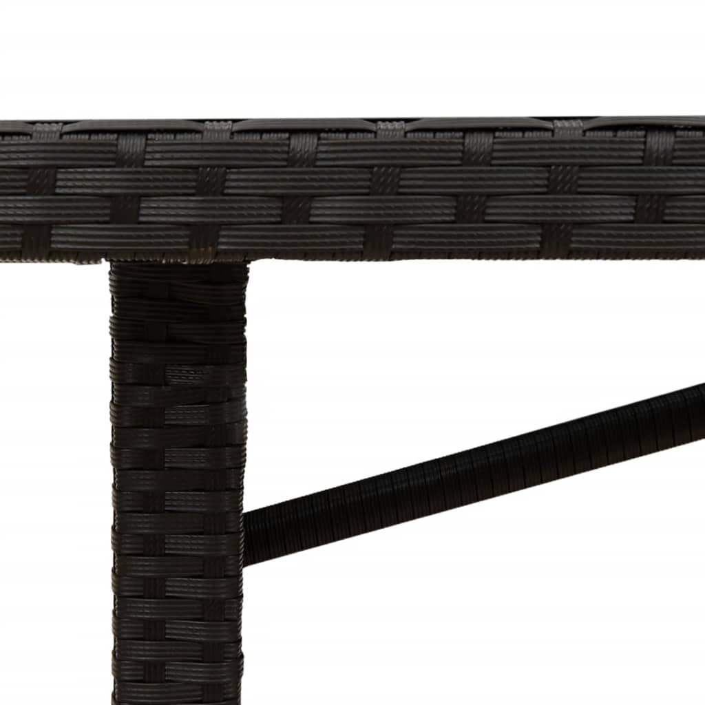 Garden Table with Acacia Wood Top Black 190x80x75 cm Poly Rattan