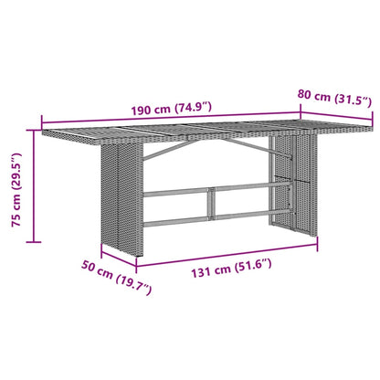 Garden Table with Acacia Wood Top Black 190x80x75 cm Poly Rattan