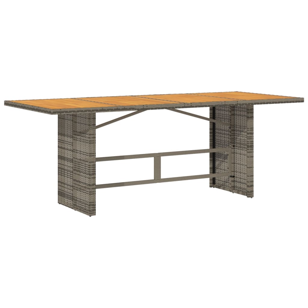 Garden Table with Acacia Wood Top Grey 190x80x75 cm Poly Rattan