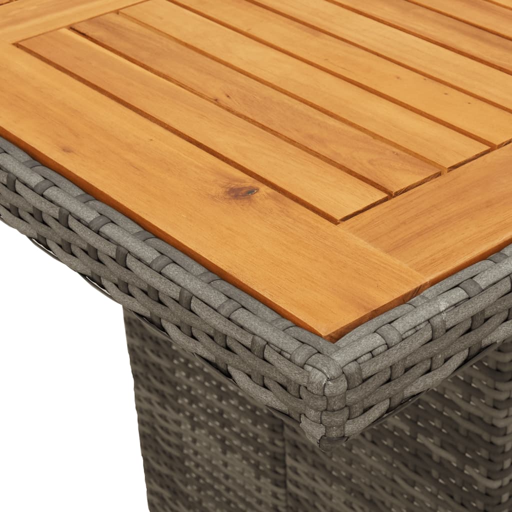 Garden Table with Acacia Wood Top Grey 190x80x75 cm Poly Rattan