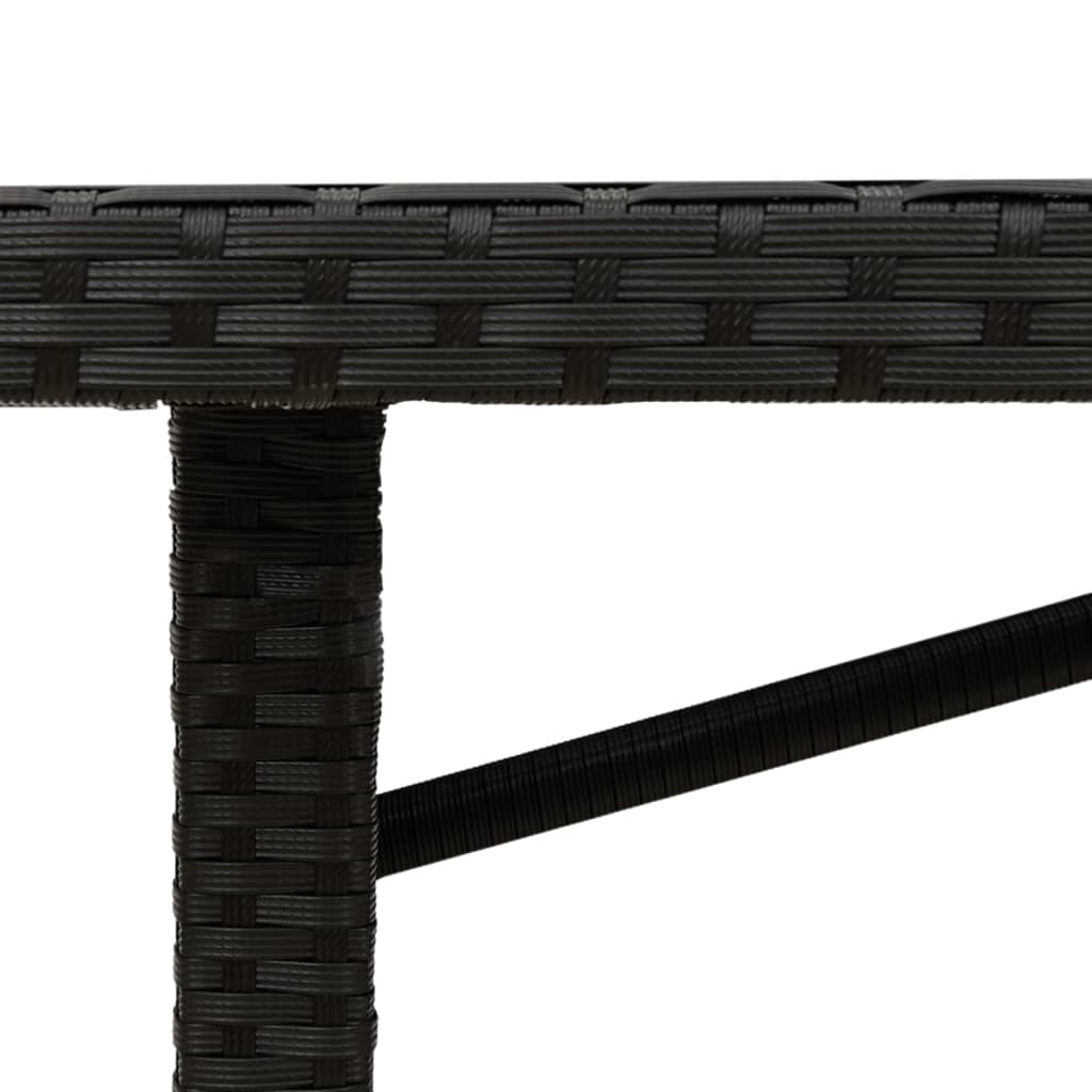 Garden Table with Glass Top Black 190x80x75 cm Poly Rattan