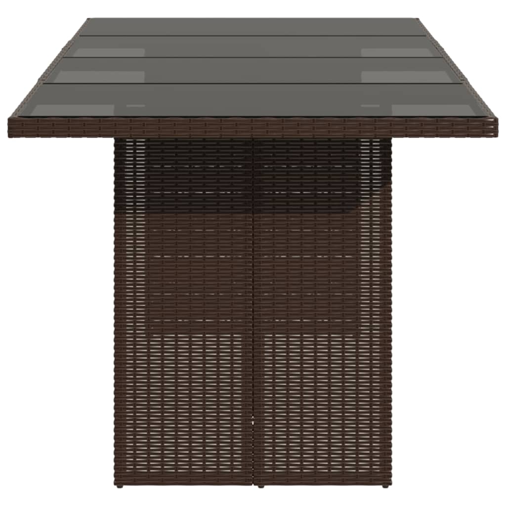 Garden Table with Glass Top Brown 190x80x75 cm Poly Rattan