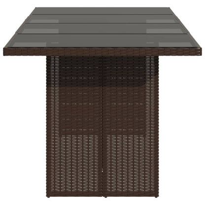 Garden Table with Glass Top Brown 190x80x75 cm Poly Rattan