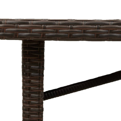 Garden Table with Glass Top Brown 190x80x75 cm Poly Rattan