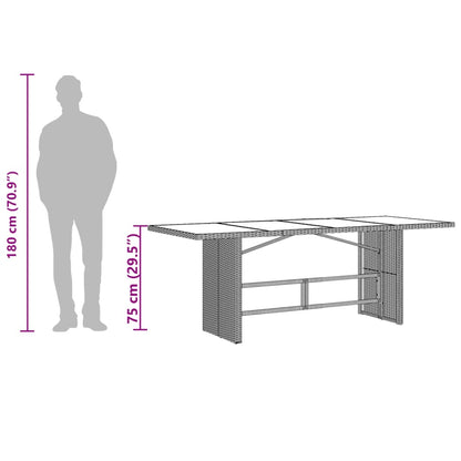 Garden Table with Glass Top Brown 190x80x75 cm Poly Rattan