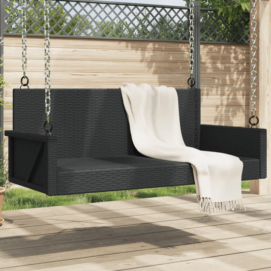 Swing Bench Black 119x56x48 cm Poly Rattan