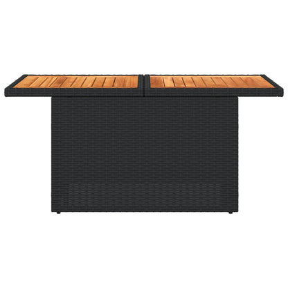 Garden Table Black 100x55x73 cm Poly Rattan and Acacia Wood