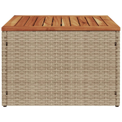 Garden Table Beige 55x55x37 cm Poly Rattan and Acacia Wood