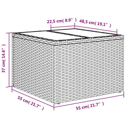 Garden Table with Glass Top Grey 55x55x37 cm Poly Rattan