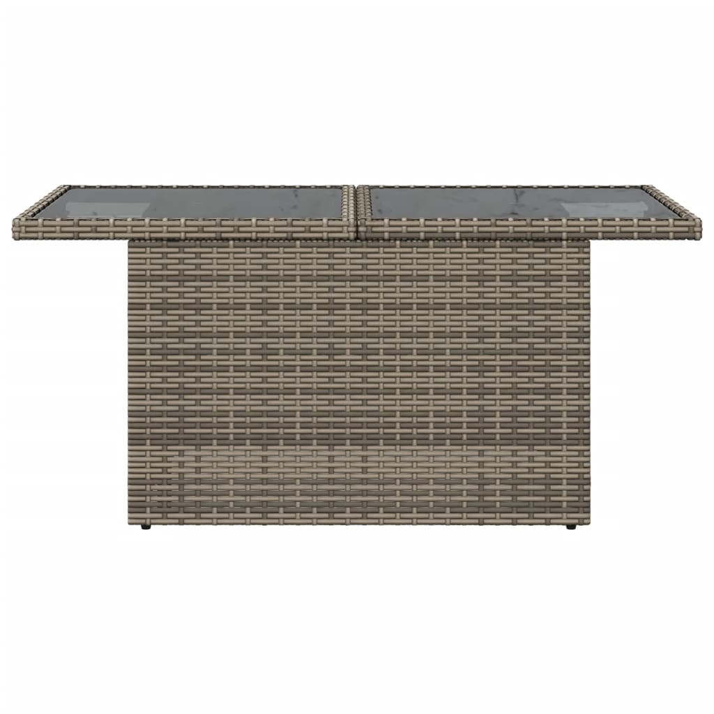 Garden Table with Glass Top Grey 100x55x73 cm Poly Rattan