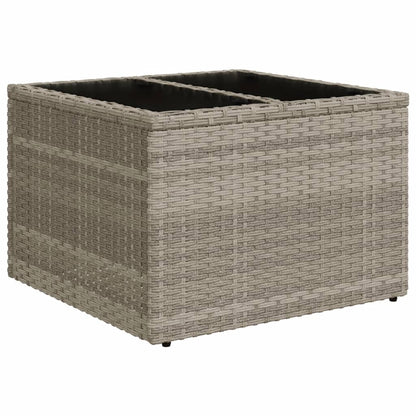 Garden Table with Glass Top Light Grey 55x55x37 cm Poly Rattan