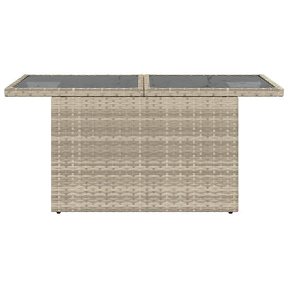 Garden Table with Glass Top Light Grey 100x55x73 cm Poly Rattan