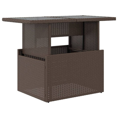 Garden Table with Glass Top Brown 100x55x73 cm Poly Rattan