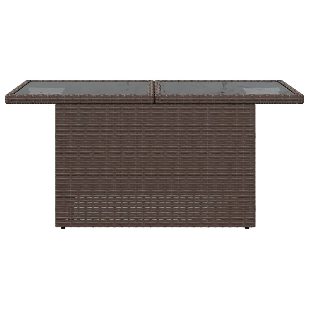 Garden Table with Glass Top Brown 100x55x73 cm Poly Rattan