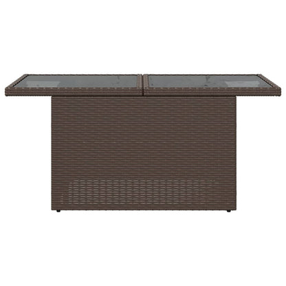 Garden Table with Glass Top Brown 100x55x73 cm Poly Rattan