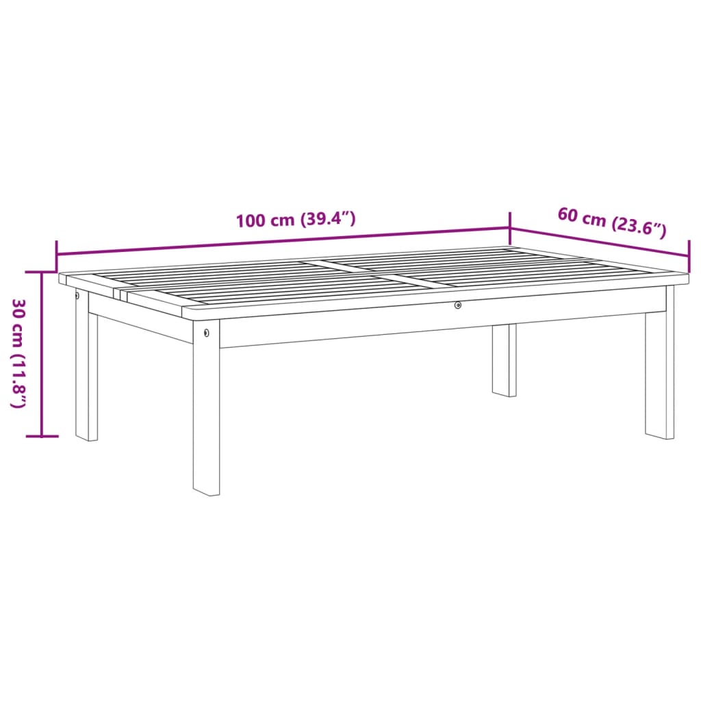 Garden Table 100x60x30 cm Solid Wood Acacia