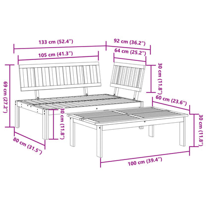 Garden Pallet Sofa Set 2 pcs Solid Wood Acacia