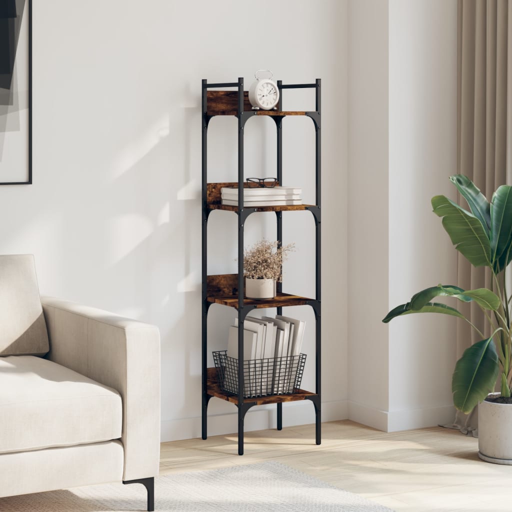 Bookshelf 4-Tier Smoked Oak 35x30x138.5 cm Engineered Wood