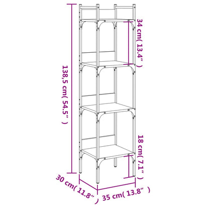 Bookshelf 4-Tier Smoked Oak 35x30x138.5 cm Engineered Wood