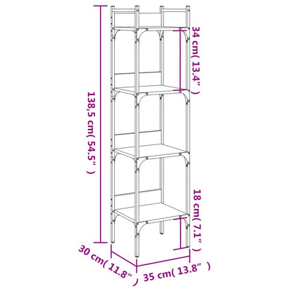 Bookshelf 4-Tier Grey Sonoma 35x30x138.5 cm Engineered Wood