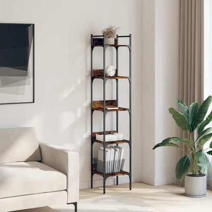 Bookshelf 5-Tier Smoked Oak 35x30x174 cm Engineered Wood