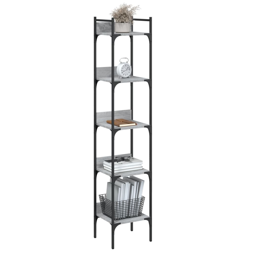 Bookshelf 5-Tier Grey Sonoma 35x30x174 cm Engineered Wood