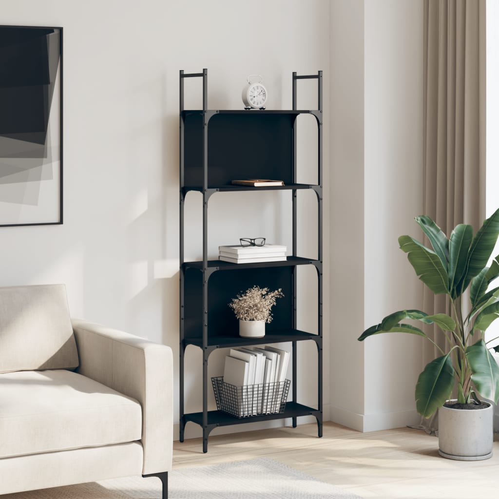 Bookshelf 5-Tier Black 60.5x24x166.5 cm Engineered Wood