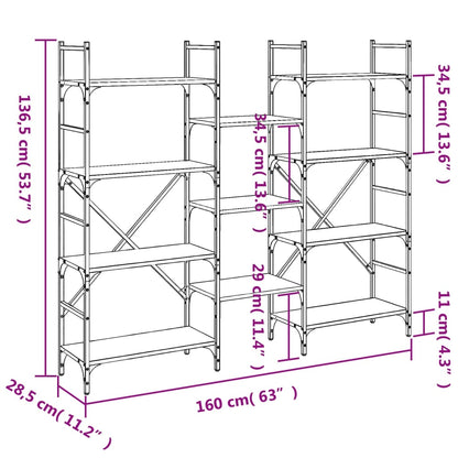 Bookshelf Brown Oak 160x28.5x136.5 cm Engineered Wood