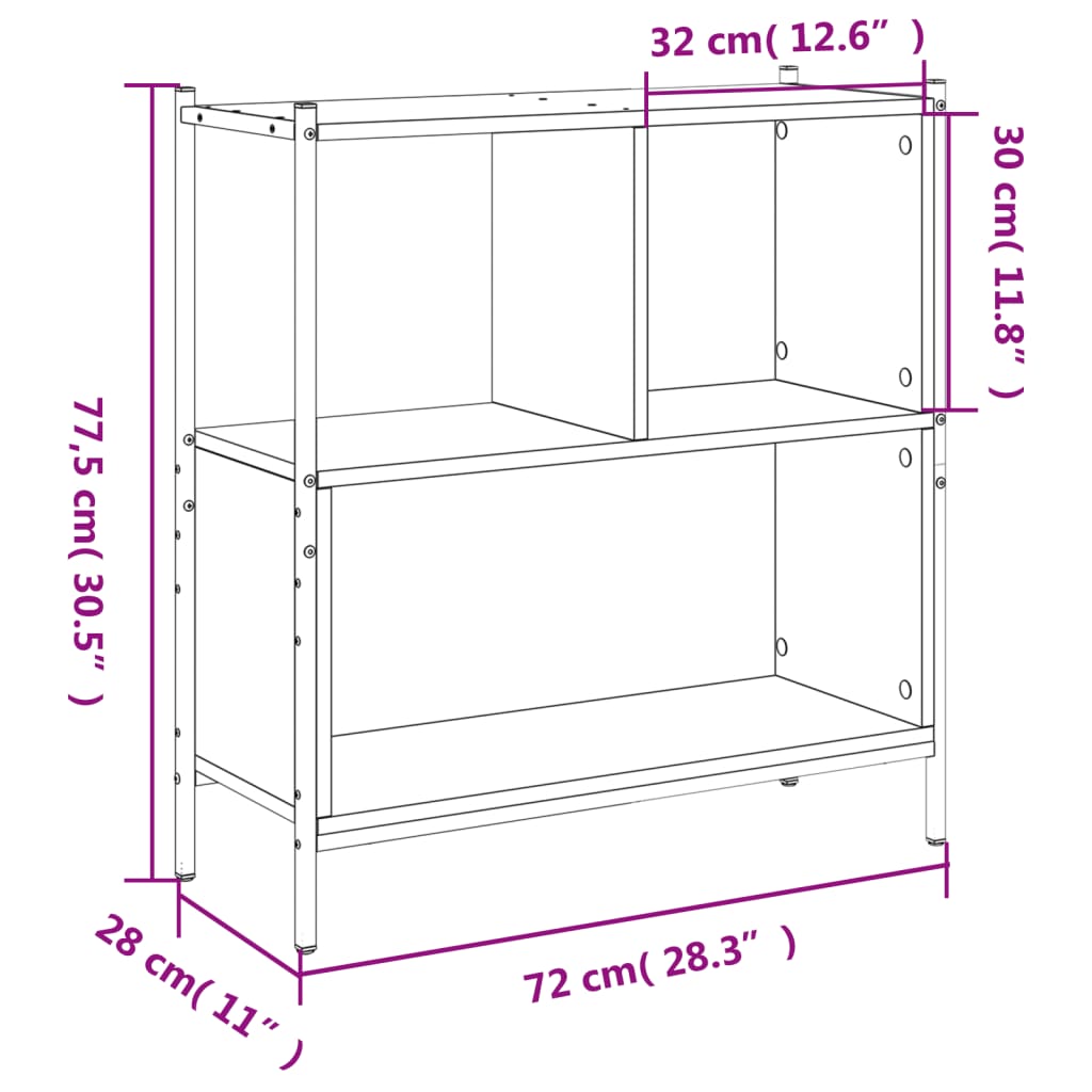 Bookcase Brown Oak 72x28x77.5 cm Engineered Wood