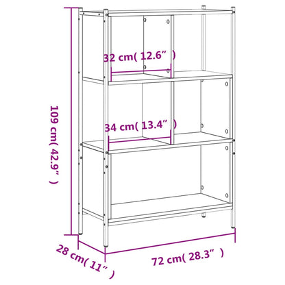 Bookcase Brown Oak 72x28x109 cm Engineered Wood