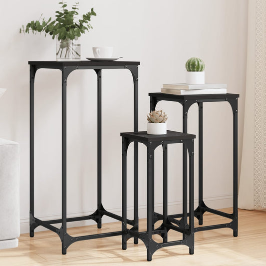 Nesting Side Tables 3 pcs Black Engineered Wood