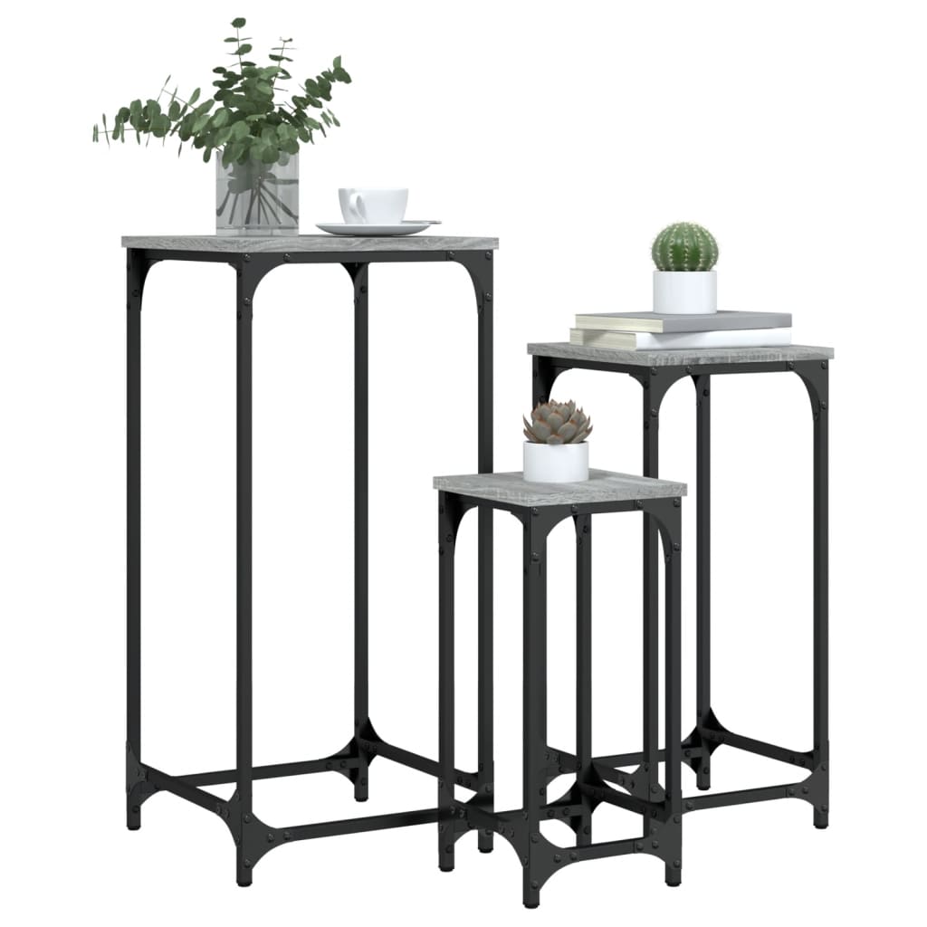 Nesting Side Tables 3 pcs Grey Sonoma Engineered Wood