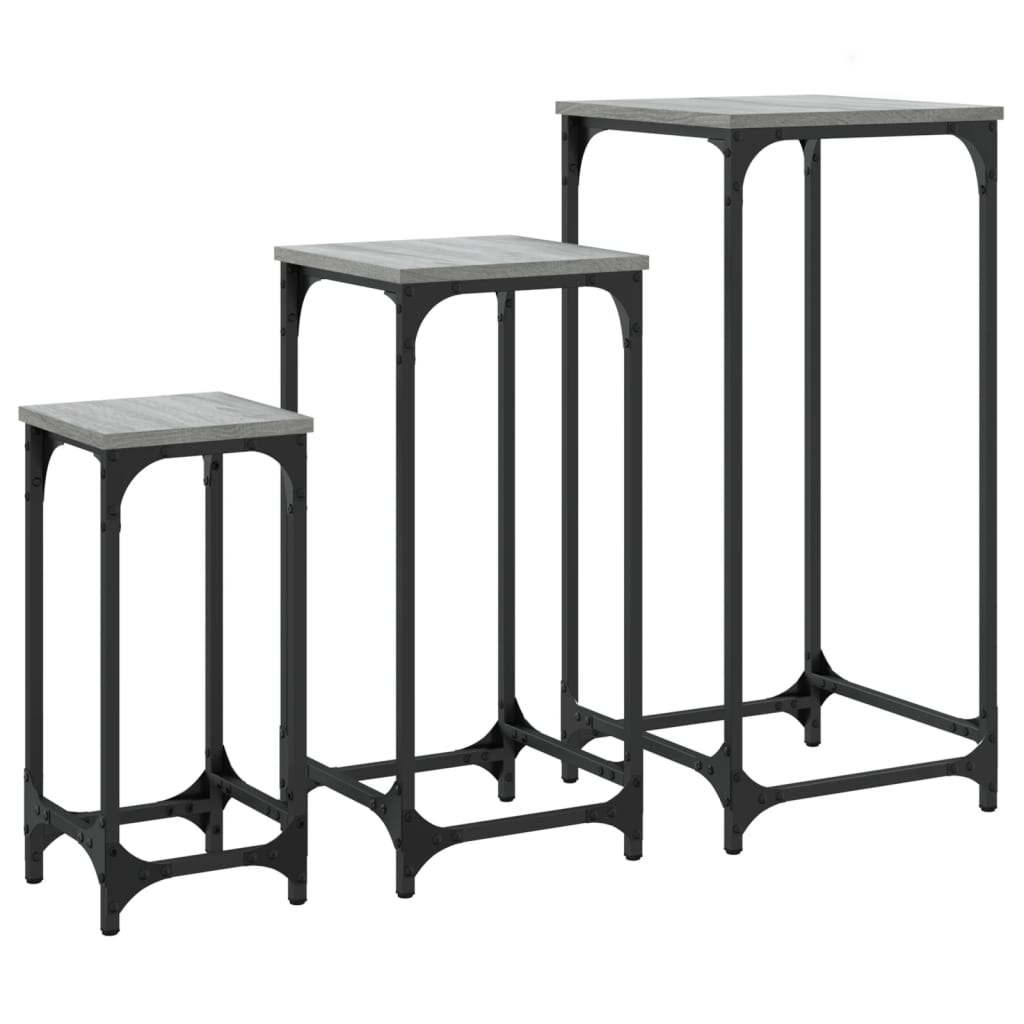 Nesting Side Tables 3 pcs Grey Sonoma Engineered Wood