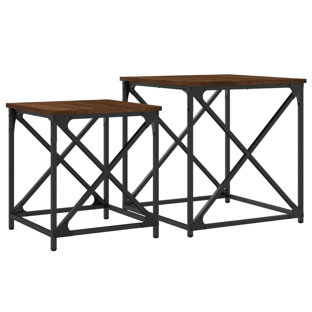 Nesting Coffee Tables 2 pcs Brown Oak Engineered Wood
