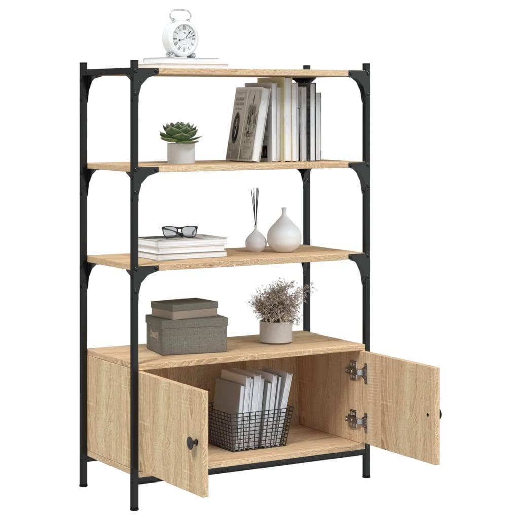 Bookcase 3-Tier Sonoma Oak 70x30x109.5 cm Engineered Wood