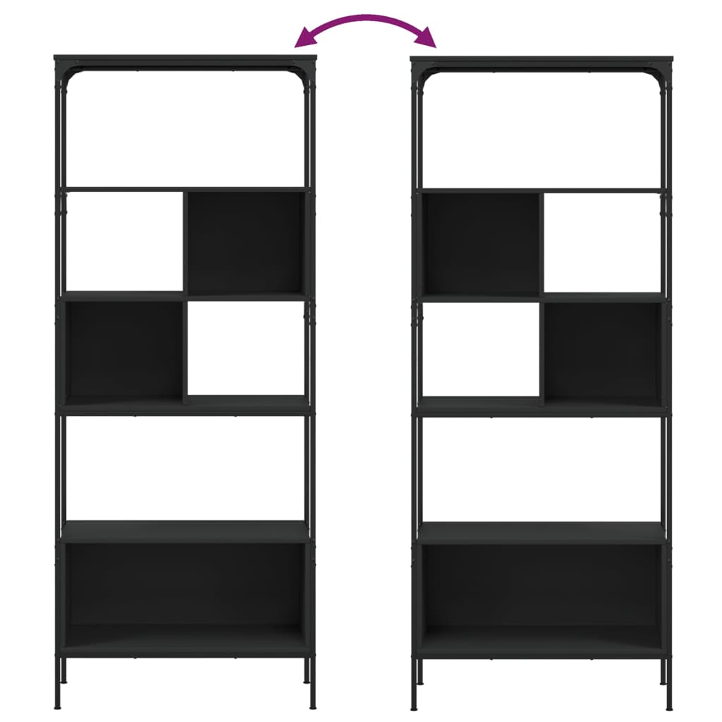 Bookcase 5-Tier Black 76x33x188.5 cm Engineered Wood