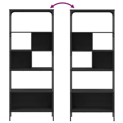 Bookcase 5-Tier Black 76x33x188.5 cm Engineered Wood